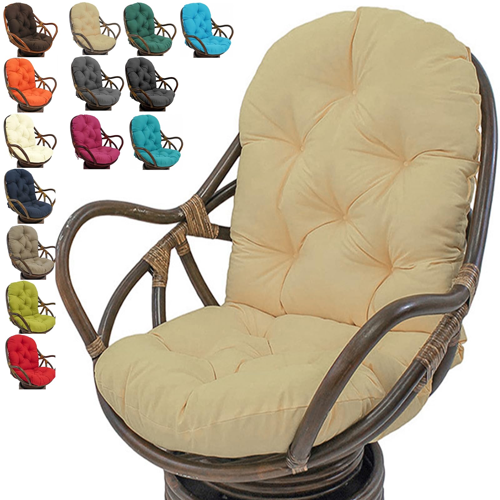 FUYAO Outdoor Swivel Rocker Cushion, Waterproof Improved Comfy Hammocks Papasan Chair Cushion, Rocking Chair Cushion Tufted High Back, For Rattan Swing Wicker Rattan Egg Chair