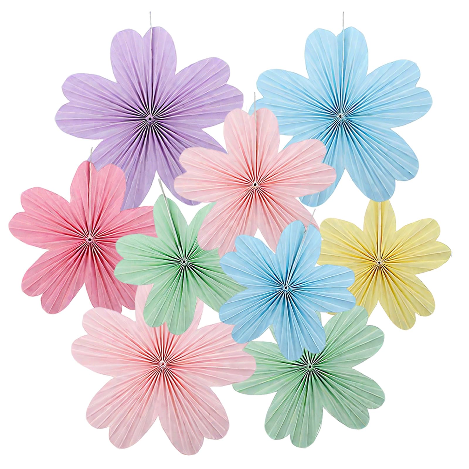 9 Piezas Flores de Papel Decoración de Fiesta, Flor de Decoracion Fiesta de Pared Colgante, Hecho a Mano Flor de Abanicos de Papel, Adecuado para La Decoración de Cumpleaños