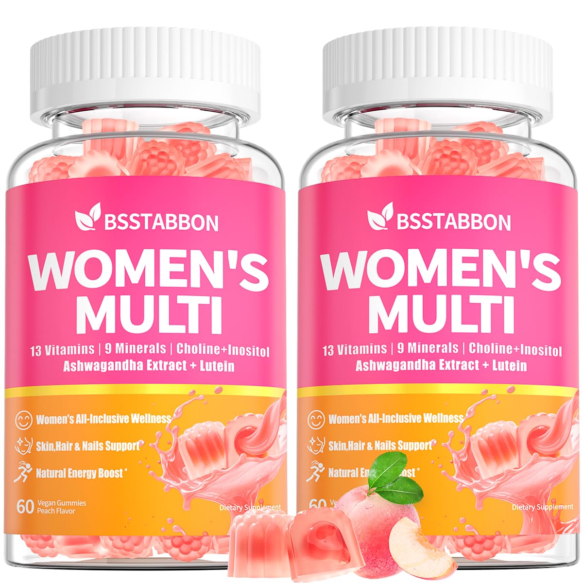 Organic Women's Multivitamin Gummies: Vegan Vitamin Supplement with Iron B12 D3 Biotin Magnesium Plus Ashwagandha for Hair Skin Health Boost Energy - Sugar Free Methylated Gummy(120Count)