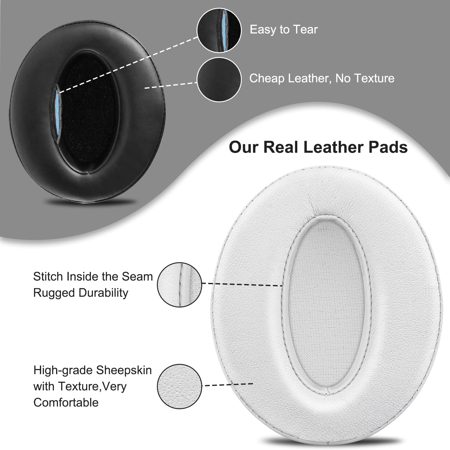 SOULWIT Lambskin Earpads Replacement for Sennheiser HD 4.50BT/HD 4.50BTNC/HD4.50SE/HD4.40BT/HD4.30G/HD4.20S/HD458BT/HD 450/HD450BT/HD400S/HD350BT/Adapt 360(MB 360 UC)/Adapt 361 - Image 4