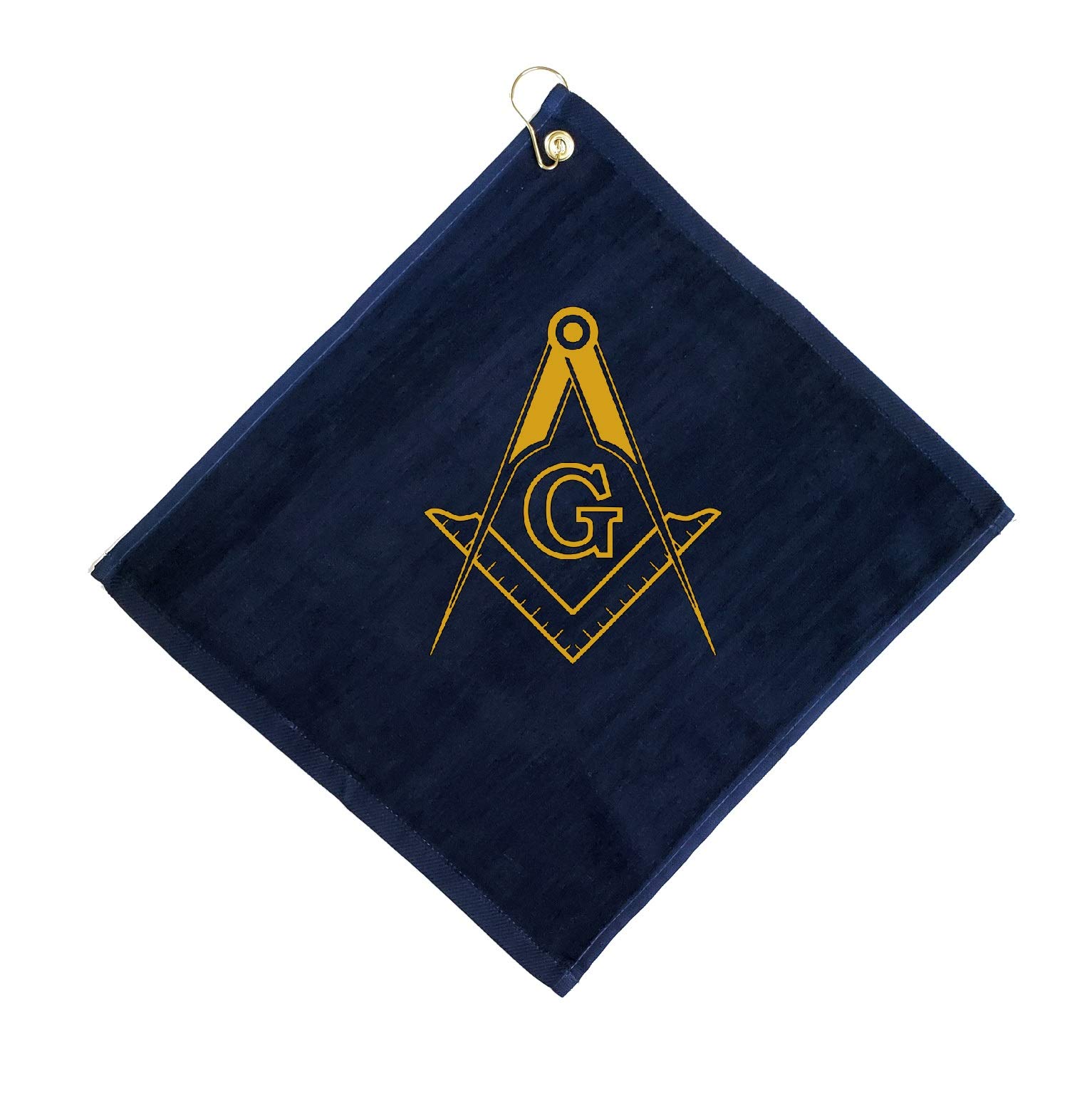 Tromic USA Masonic Square Compass Freemason Mason G Navy Blue Towel Gold HTV 15 x 18 inches Golf Towel with Corner Grommet & Hook Club Ball Tee Golfing Gift Birthday Variety Colors Towels Vinyl