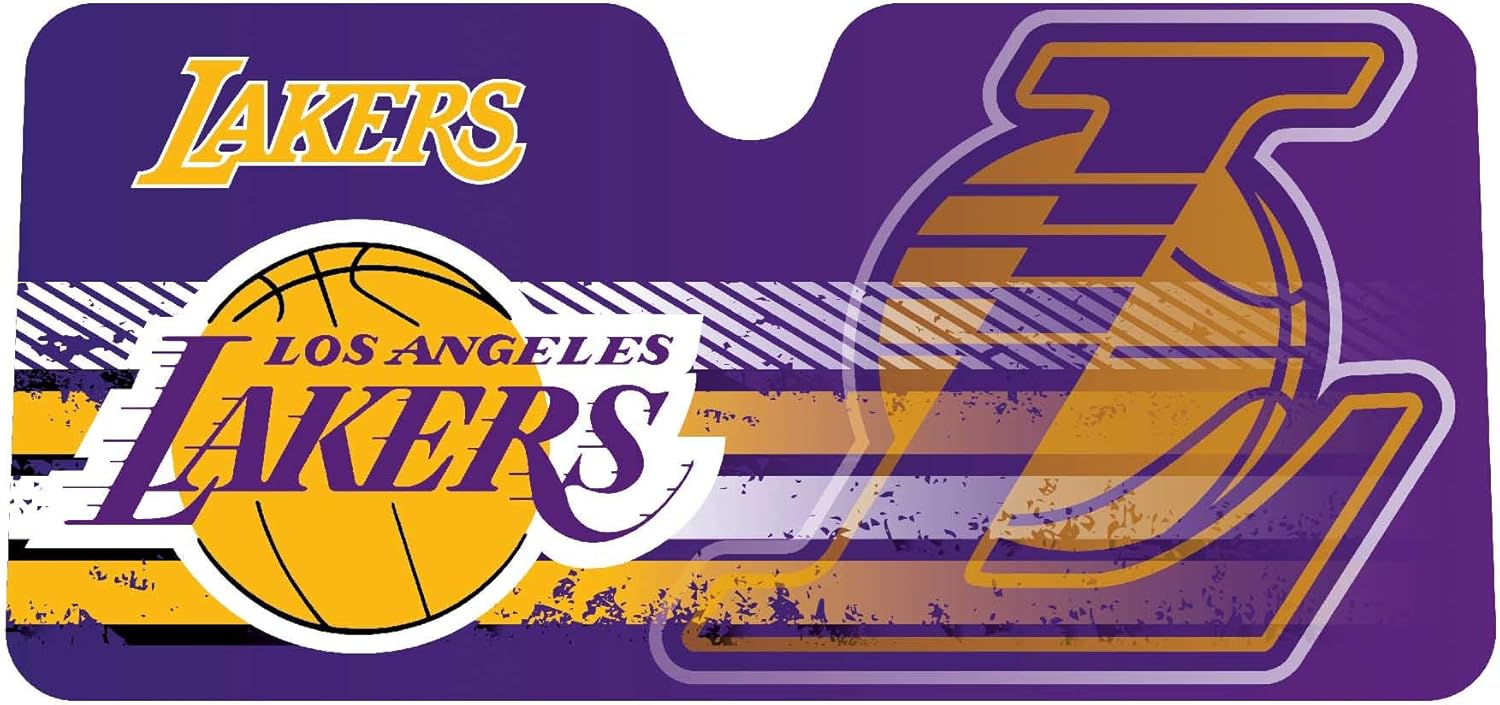 Fanmats 30588 NBA Los Angeles Lakers Windshield Sun Auto Shade, Sun Shield Sun Visor | Accordion tri-fold for Storage | 59" x 29.5", Colorful Team Design