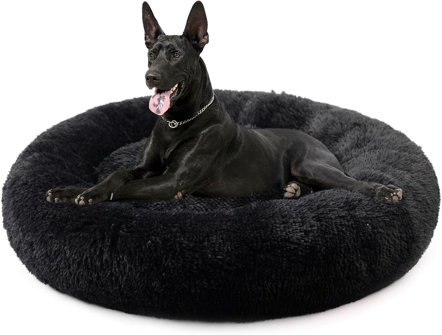 Nisrada Dog Bed for Small Medium Large Dogs, 27 inch Calming Dogs Bed, Washable-Round Cozy Soft Pet Bed for Puppy and Kitten with Slip-Resistant Bottom 27 Inch Black