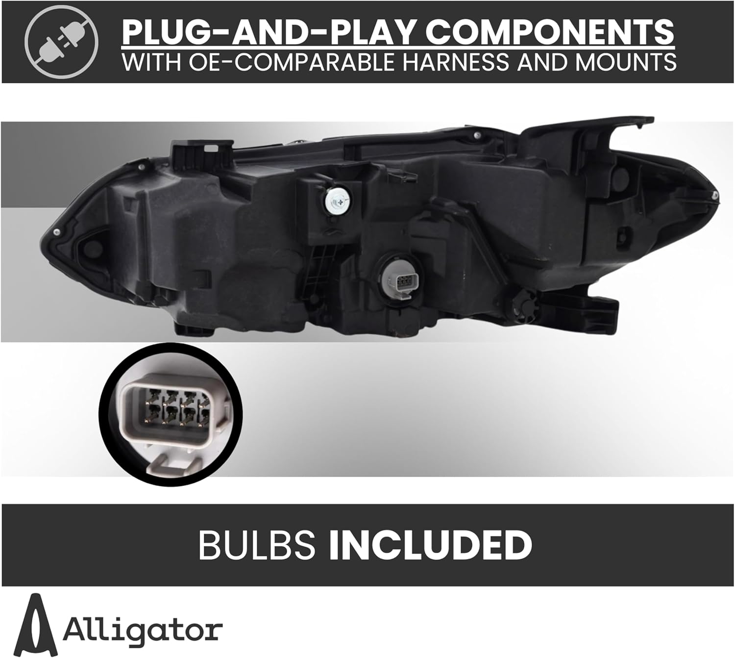 Headlight Assembly Replacement for Honda Civic 2022-2025 Sedan/Hatchback Sport, Touring, Si Headlamp with Bulbs, Right/Passenger Side, DOT/SAE Compliant, OEM: 33100-T20-A22, HO2503206