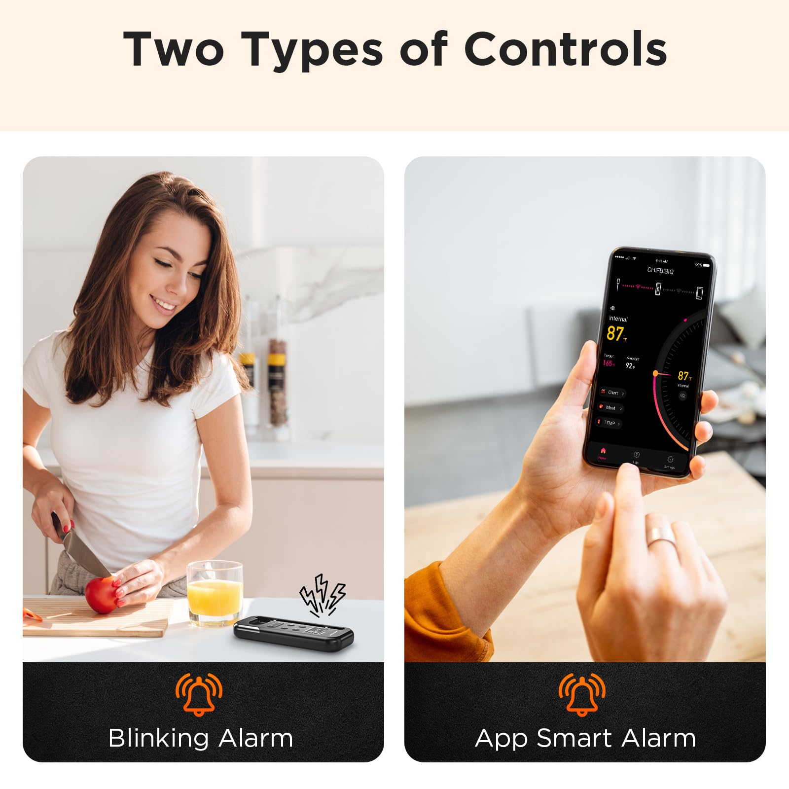 Newise Termómetro digital inalámbrico para carne, termómetro de alimentos Bluetooth de 800 pies para monitoreo remoto con base LCD recargable, alertas de aplicación inteligente, regalos para hombres