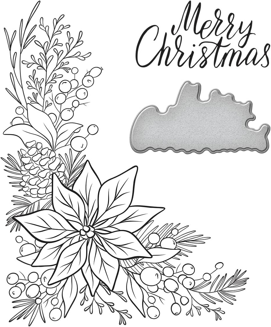 Spellbinders BP-065 Poinsettia Corner Press Plate & Die Set from The More BetterPress Christmas Collection