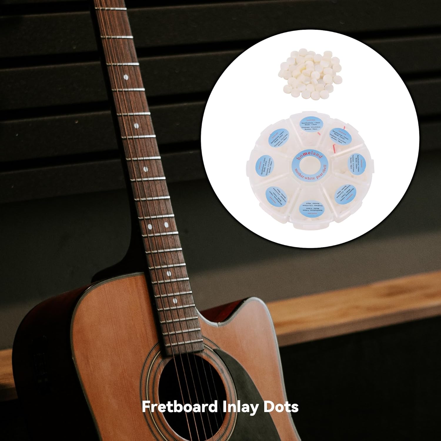 BQLZR Guitar Fretboard Inlay Dots White Shell 1.5 2 3 4 5 5.5 6 6.3mm Dia Pack of 400