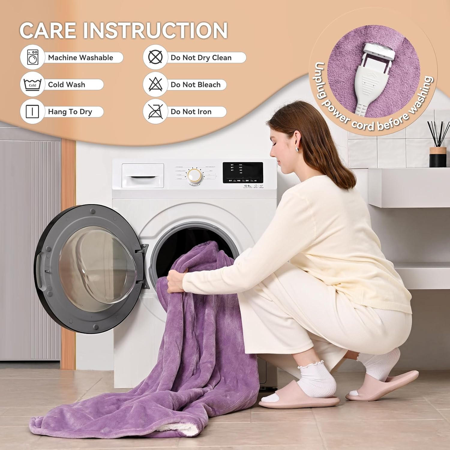 Heated Electric Blanket Queen Size 84"x90" Heating Blanket with Dual Control 9 Heating Levels 10 Timer Modes Auto Off, Fast Heating Over-Heat Protection Ultra Soft Flannel ETL Certified, Purple - Image 6