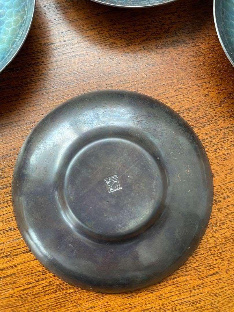 玉川堂　茶筒、茶托5客 玉川堂茶筒、茶托5客