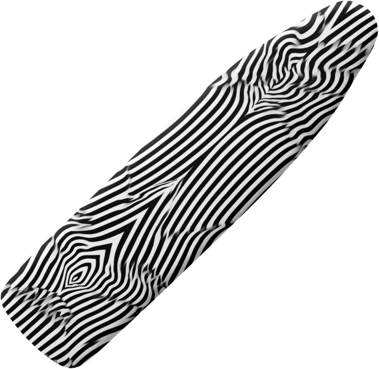 Large Ironing Board Cover and Pad 59x19 Black White Striped Iron Table Cover with Padding,Extra Wide,Resist Scorching and Staining,Heatproof,Adjustable Fastener Durable Stain
