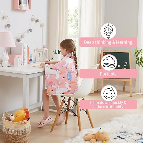 Miniatura 10 de HOSUKKO Manta con peso, manta pesada de unicornio rosa de 3 libras, manta transpirable (36 x 48 pulgadas, 3 libras)
