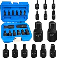 Vista 13 de Enchufe de punta de impacto hexagonal de 0.669 in, H17 1/2 pulgadas, adaptador de destornillador hexagonal de acero Cr-Mo para llaves de trinquete