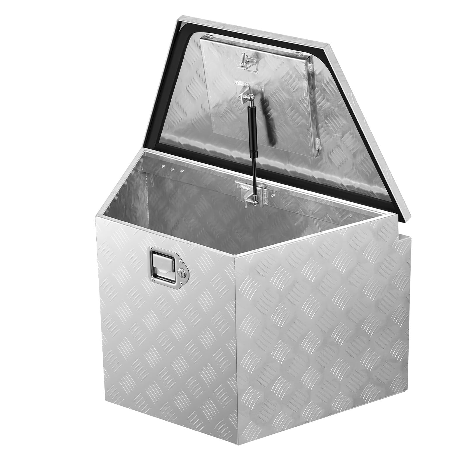 VEVOR Deichselbox Truckbox 737 x 410 x 457 mm aus Aluminium, 50 kg Belastbare Werkzeugaufbewahrungsbox mit Schloss & Schlüsseln, Anhängerbox für Pickup-Ladeflächen Wohnmobile SUVs Geländewagen, Silber