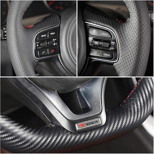 ZIRIA Funda de cuero negro cosida a mano para volante de automóvil, para Kia K2 K3 Cerato KX3 K4 K5 Sport Tage KX5 Accesorios de coche