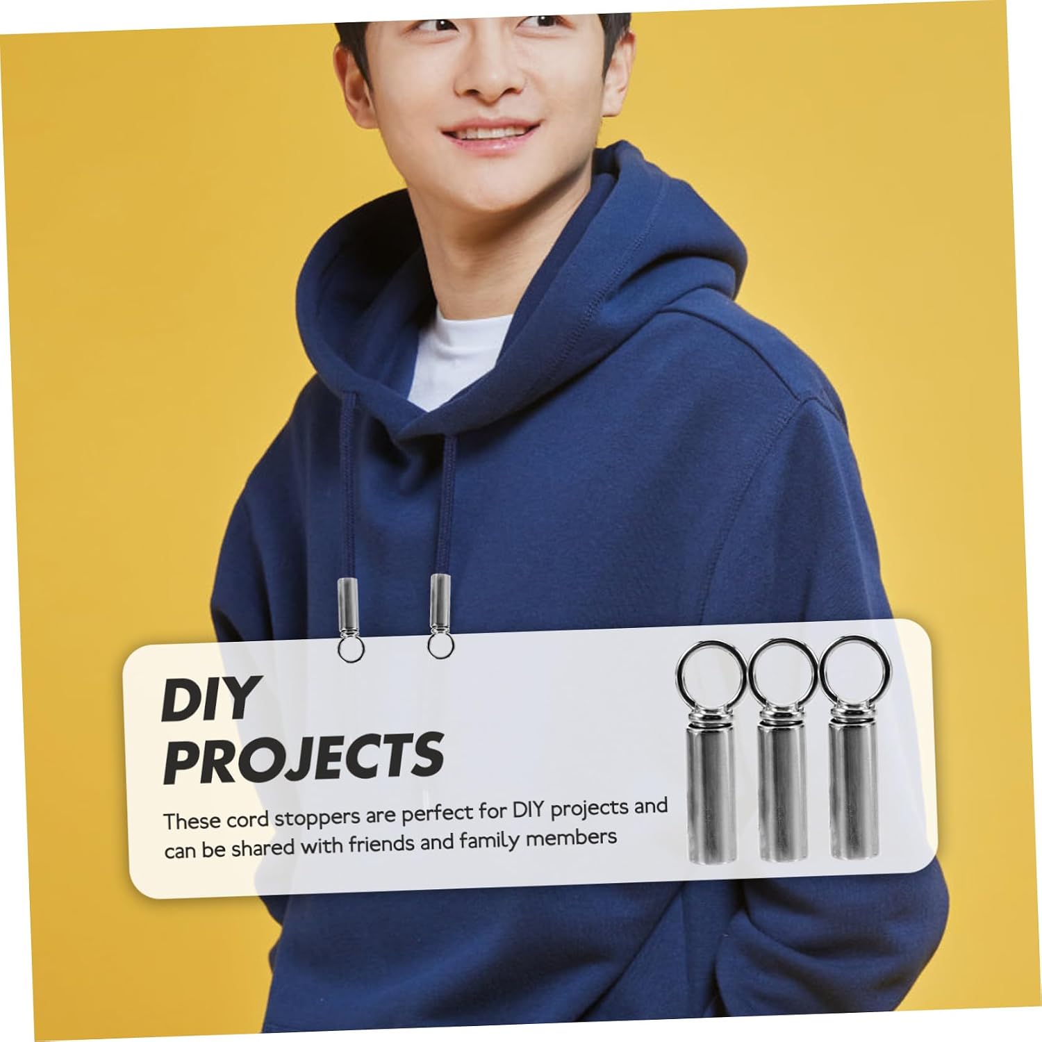 Gadpiparty 10 Sets Cord Stops for Drawstrings Hood Drawstring End Caps Replacement Tips for Hoodies Sweatshirts Pants Lightweight DIY Clothing Accessories Silver