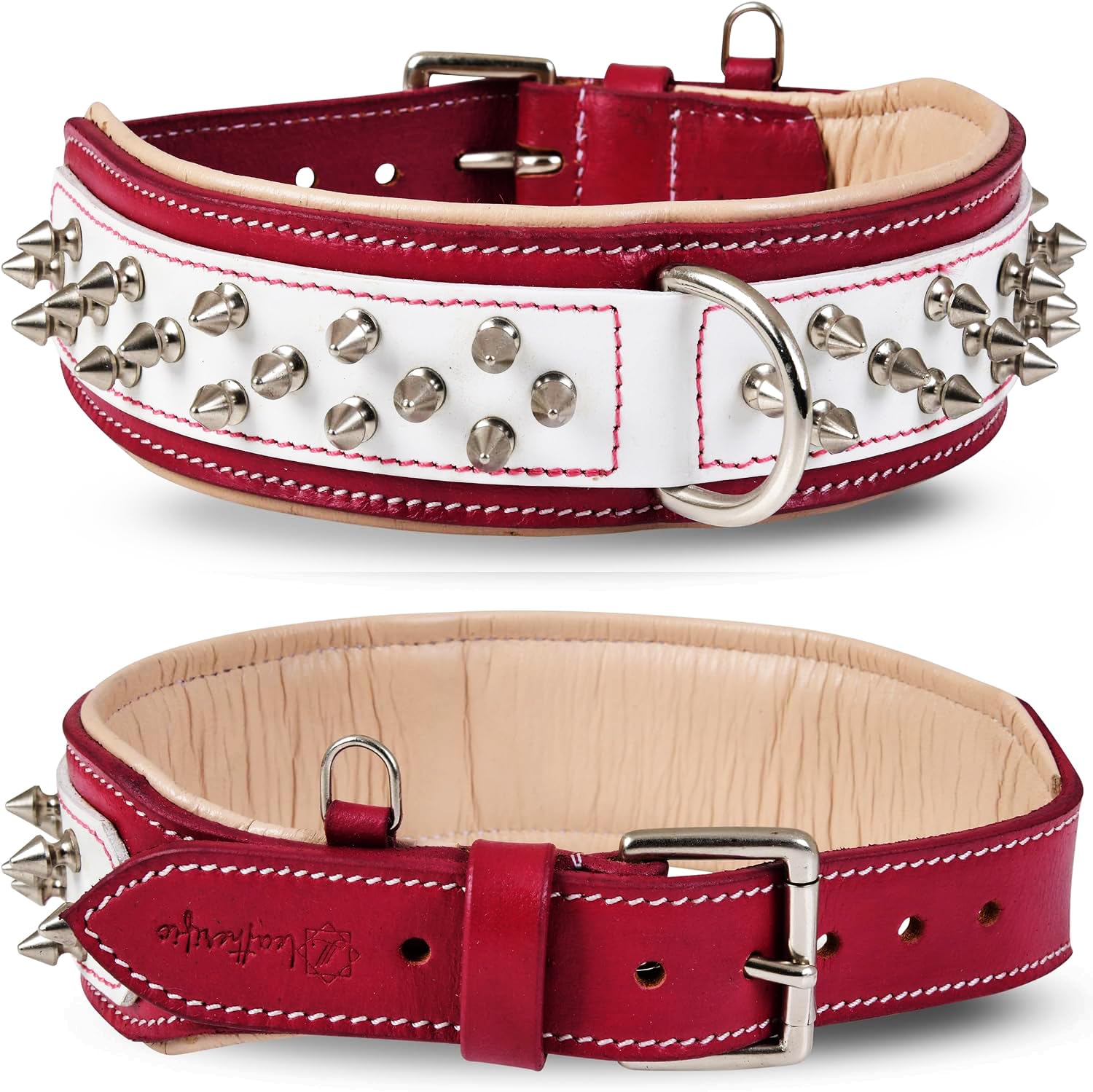 Leatherific Genuine Leather Spike Collar