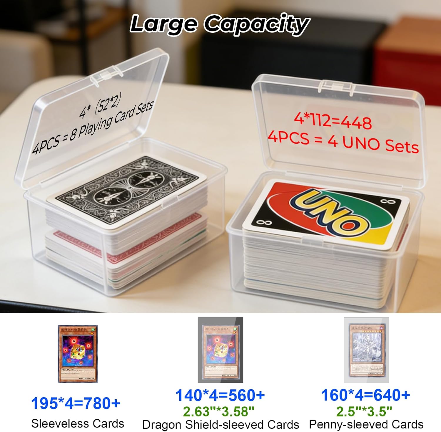4Pcs Plastic Game Card Storage Box, Waterproof for UNO Cards