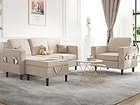 Vista 15 de Mjkone Juego de sofás de 3 piezas de 78 pulgadas de ancho para sala de estar, juegos de muebles seccionales en forma de L de 3 plazas, sofá y sofá