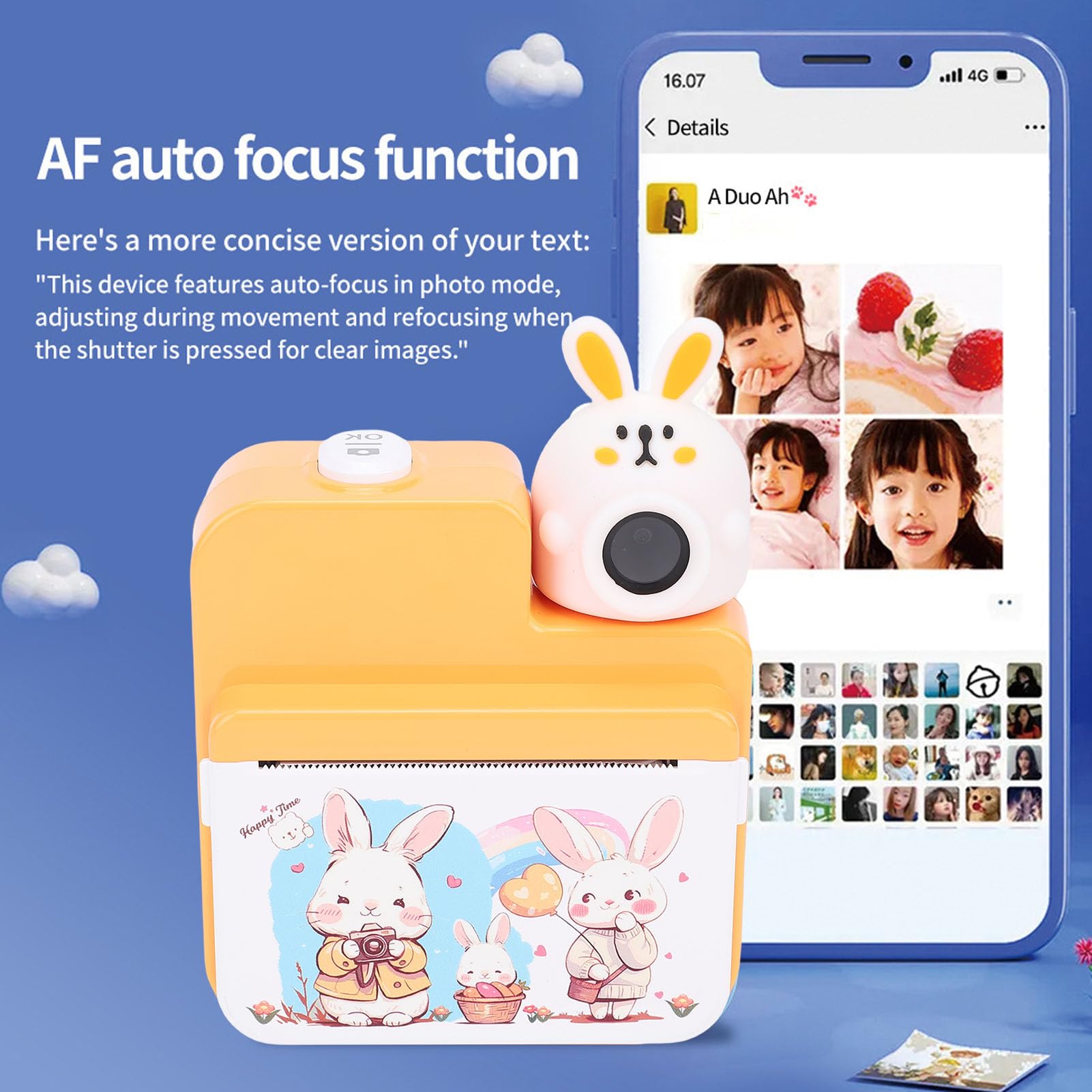 CHICIRIS Sofortbildkamera, 3-Zoll-Farbbildschirm, 32 MP, 1080P HD-Digitalkamera mit 3 Rollen Druckpapier für Geschenke (Yellow)