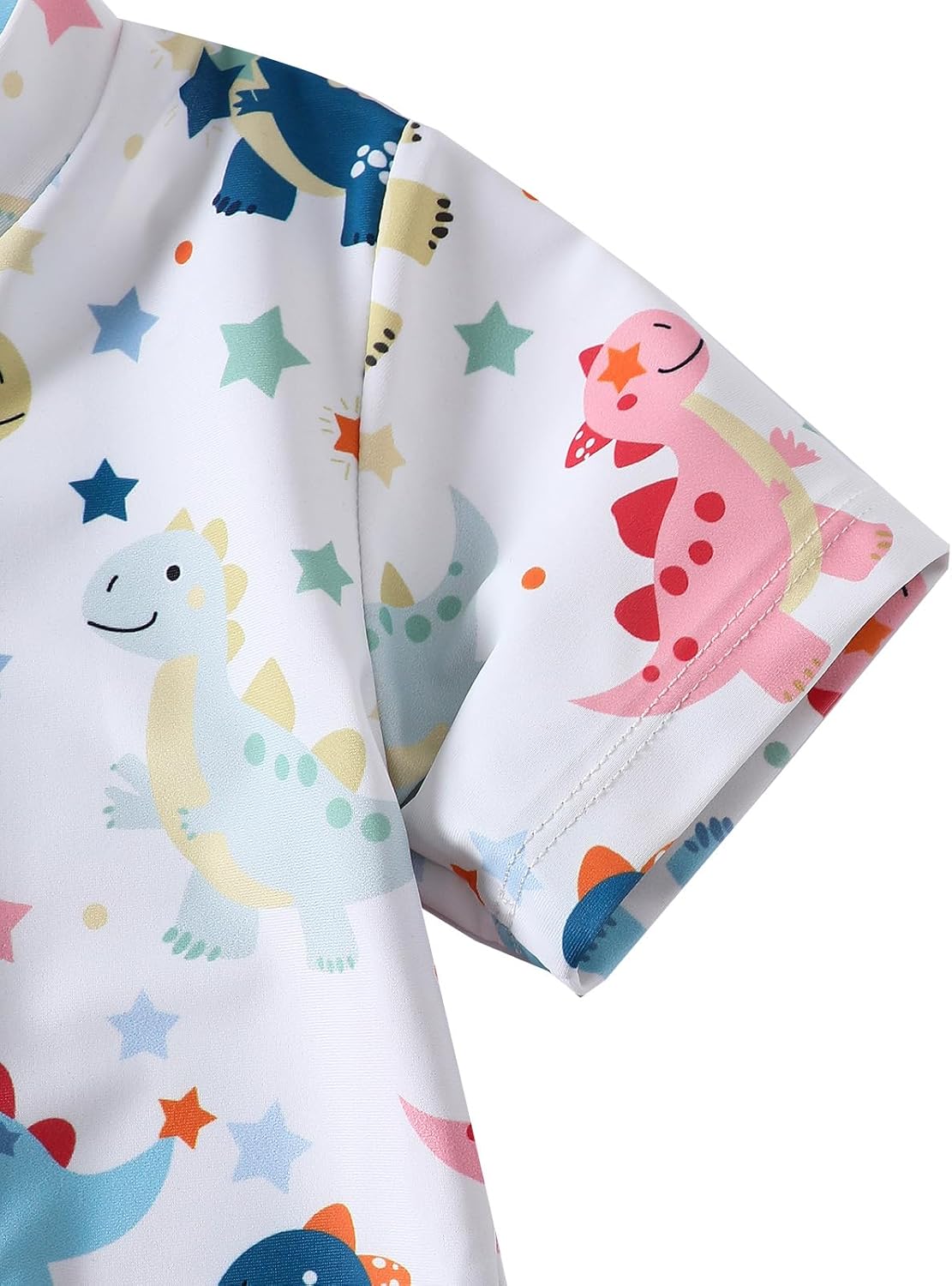 Boys Short Sleeve One Piece Swimsuit Cute Dinosaur Zipper Summer Beach Bathing Suit