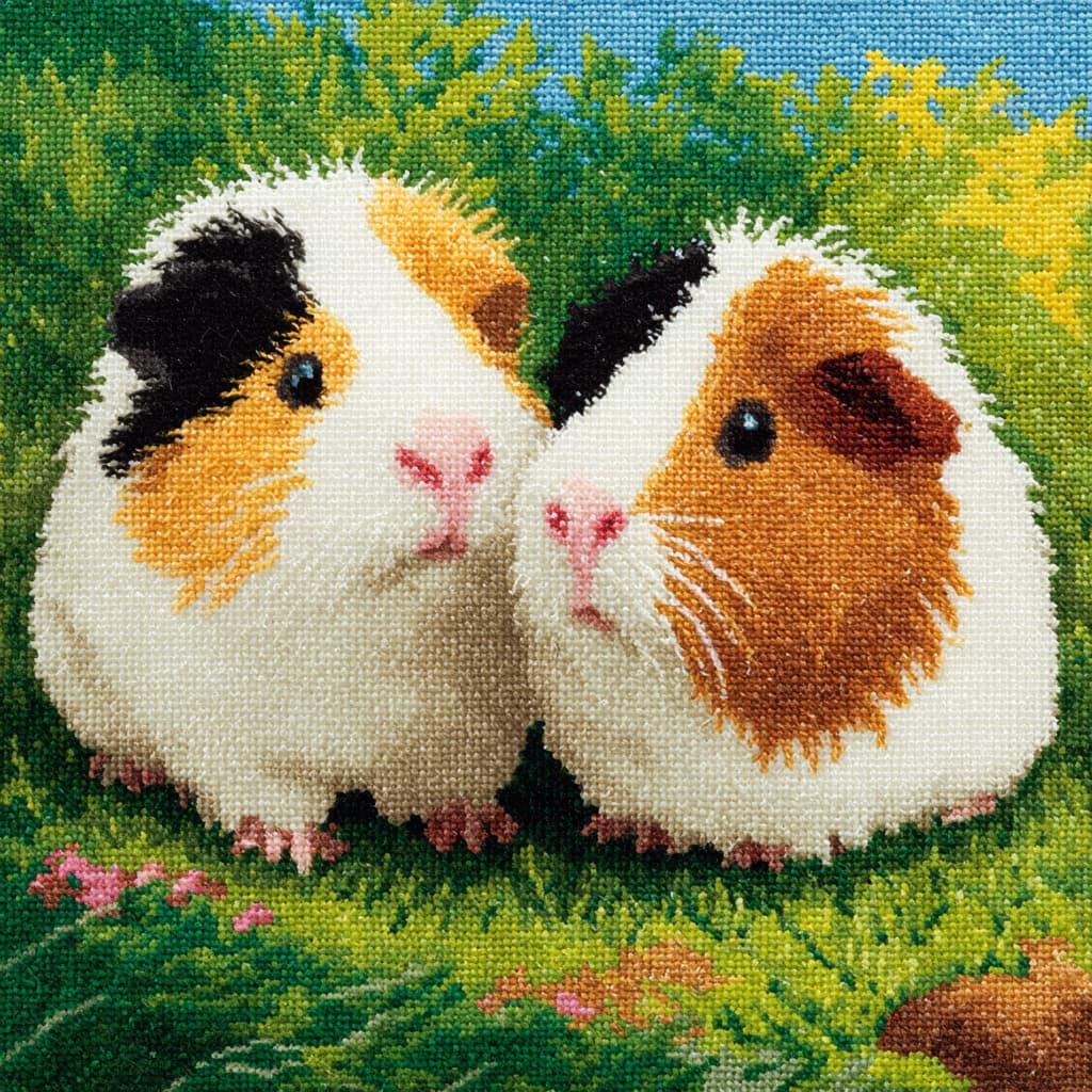 Taxpy Latch Hook Cushion Kits, Animal Guinea Pig Pillow Case Cushion Rug Cover DIY Needlework Embroidery Kits Handmade Hook Set 43x43cm