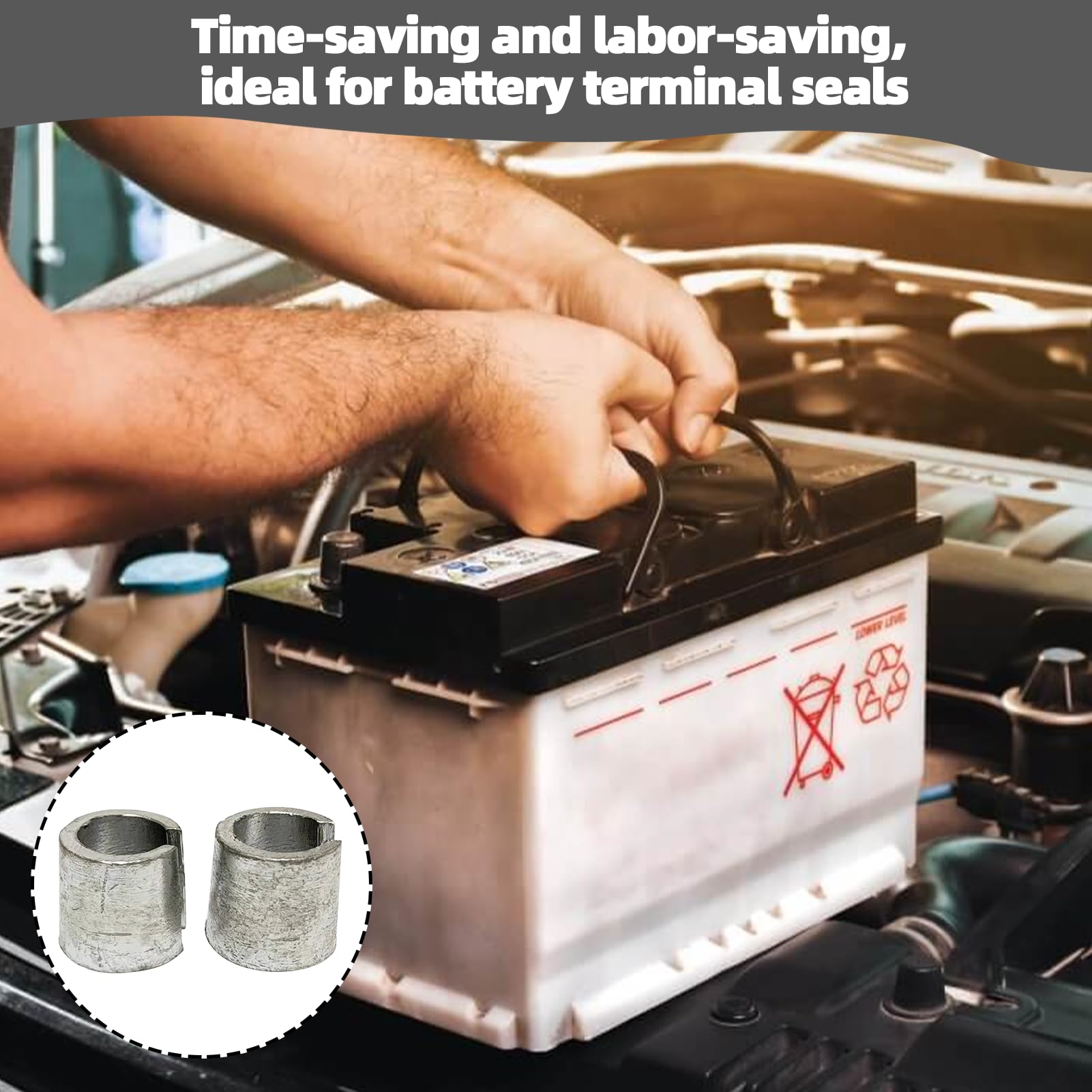 8 adattatori per poli della batteria, convertitori per batterie auto, argento, per elettrodi positivi o negativi