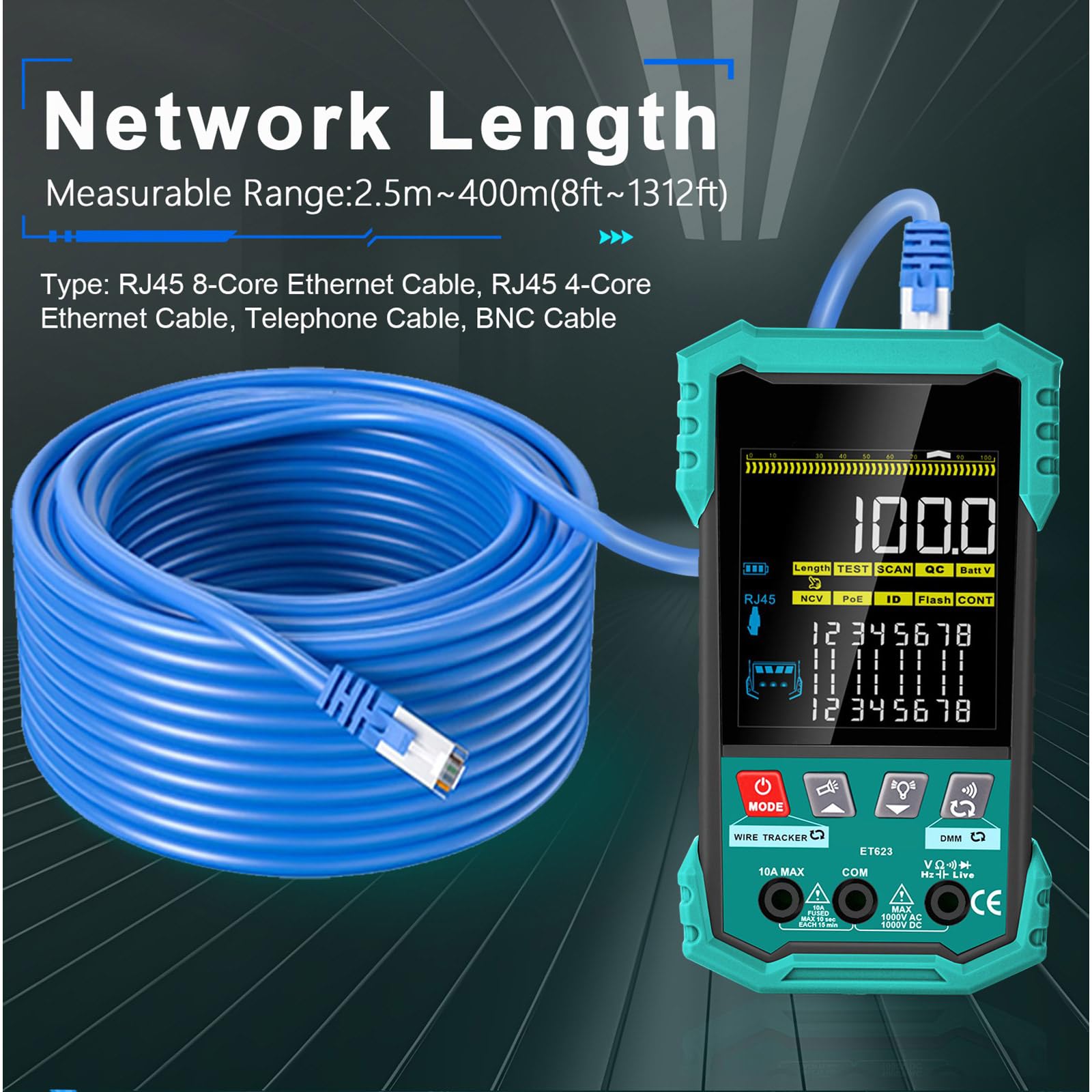 Multifunzionale Networks Cable Trackers Multimetro Tensioni Dispositivo di Misurazione per Riparazione Domestica e Lavoro Elettricista Multifunzionale Strumento Multimetro