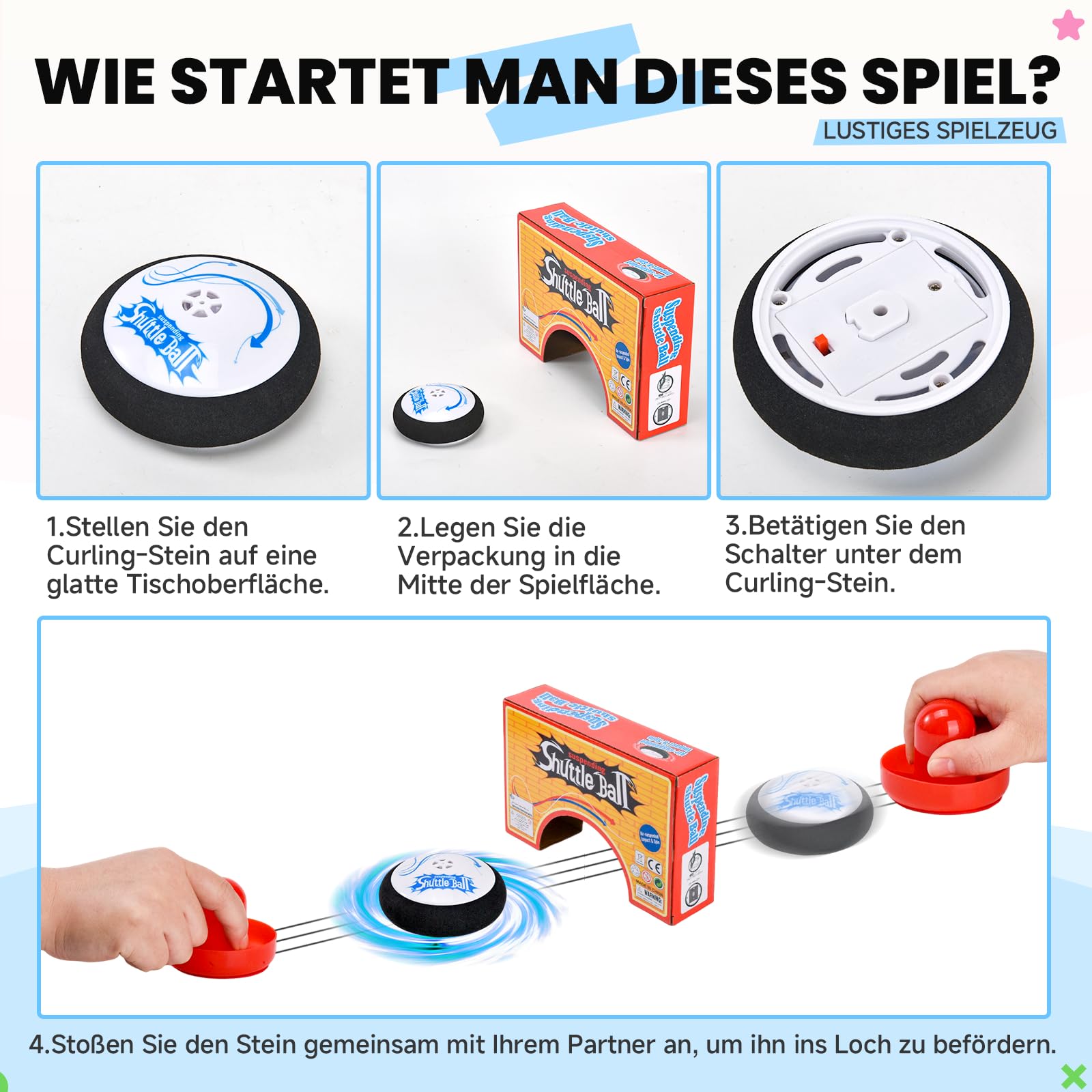 Air Hockey Hover Puck, Portable Air Hockey con 2 Spingere per hockey ad aria rossa, giocattolo da hockey per interni ed esterni, gioco simulato di hockey per bambini adulti