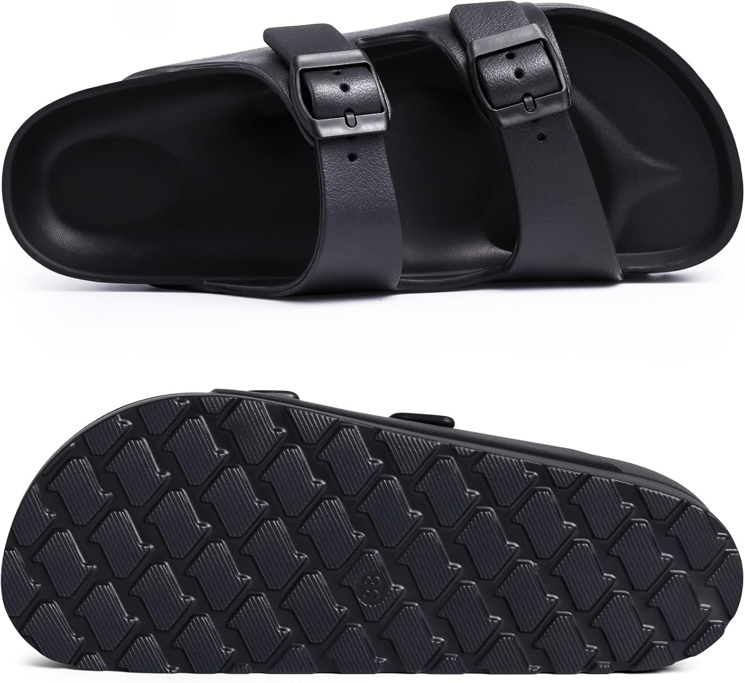 Women's Platform Sandals with Arch Support, Chunky Lightweight Foam Slip on Slides, Comfortable Summer Beach Sandals with Adjustable Buckle - Image 3