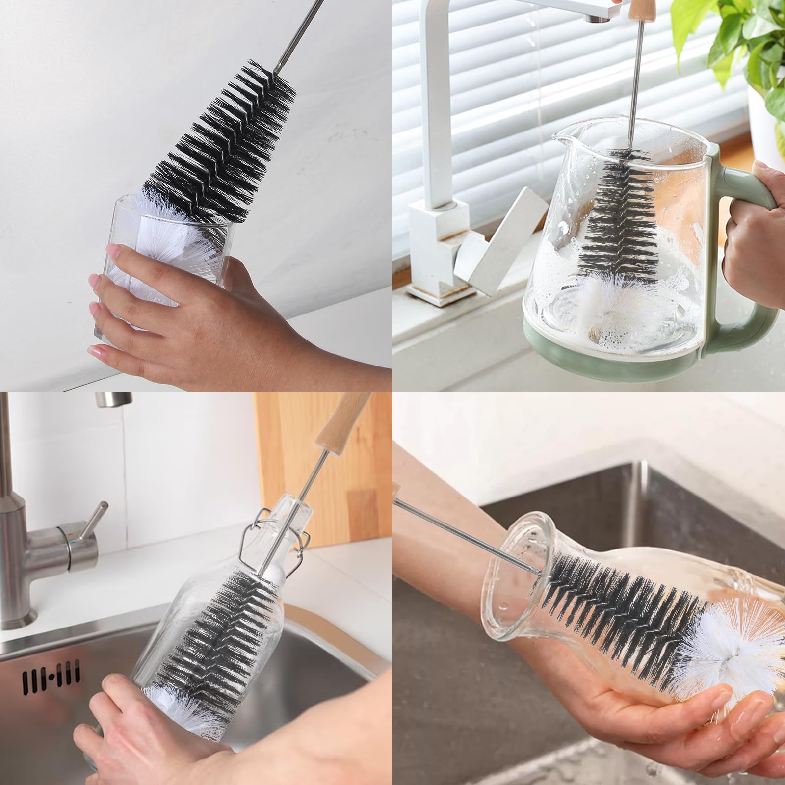 Tahbarshi 2PCS Extra Long Bottle Brush for Cleaning Baby Bottles Water Bottles, Coffee Pots, Tumblers, Jars, Kettles - Image 3