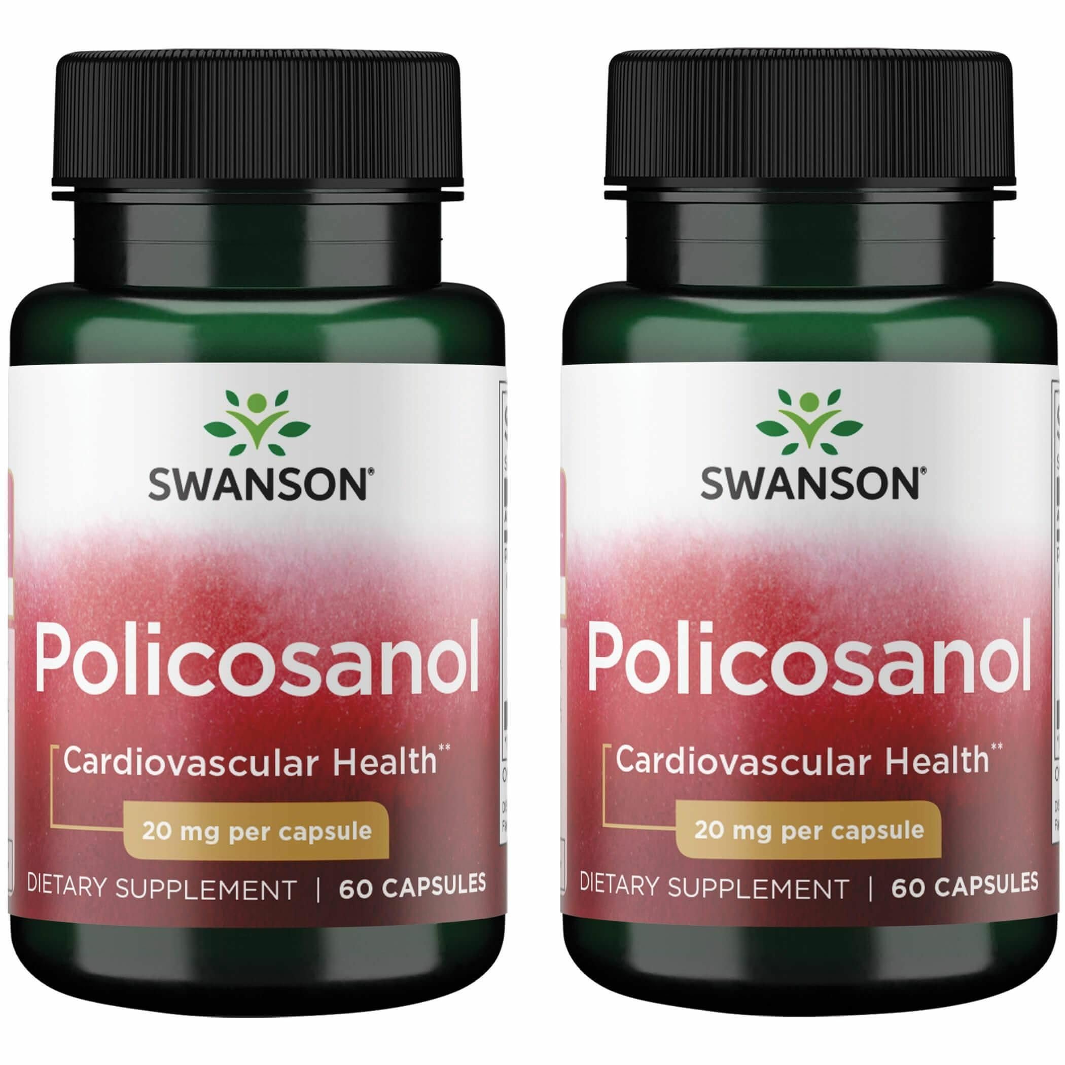 Policosanol - Supplement Helps Support Cardiovascular Health - All Natural Formula Aids Good Heart Health & Function - Helps Maintain Healthy Cholesterol Levels (60 Capsules, 20mg each) 2 Pack