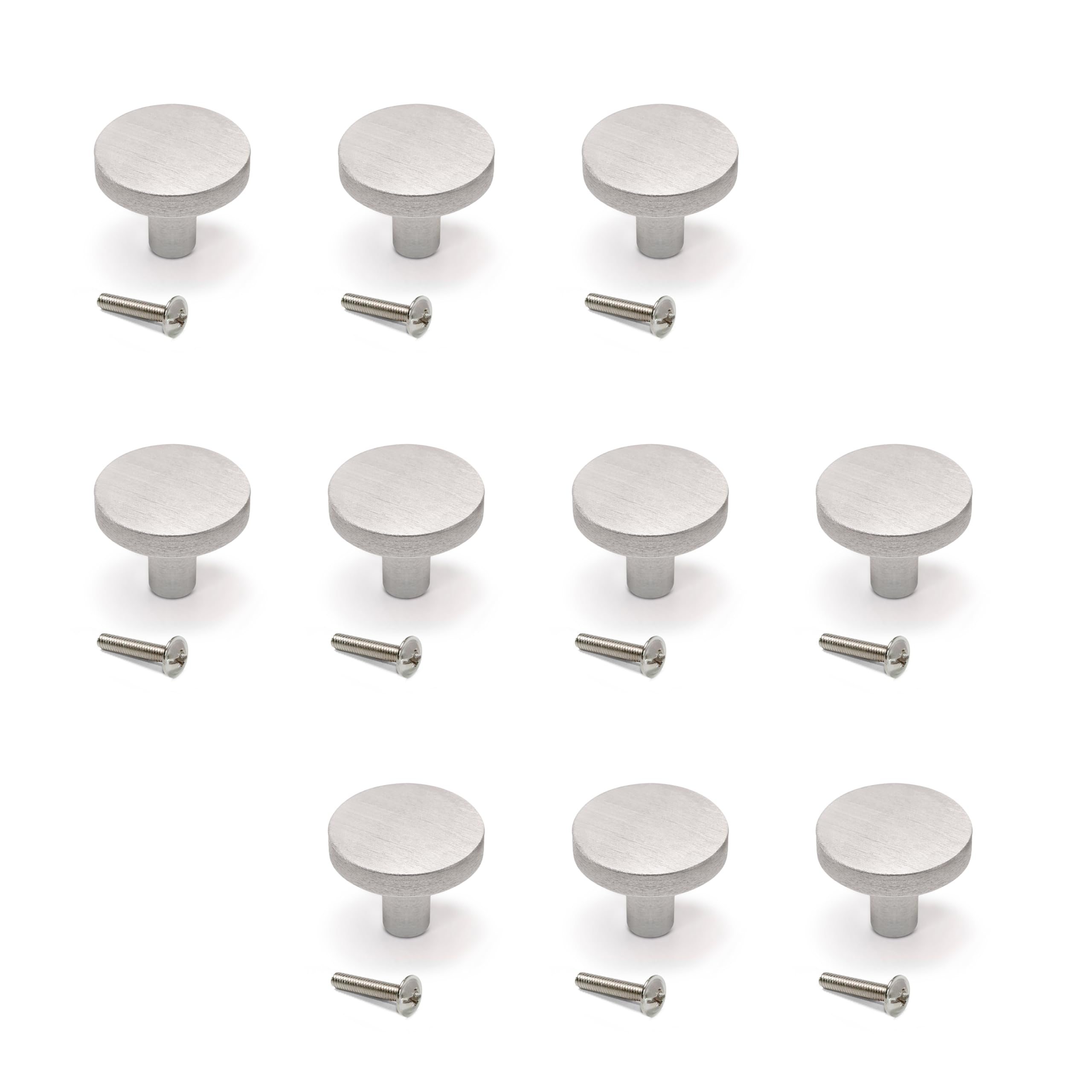 Emuca - Lot de 10 Furniture knobs, Diameter 30mm, Aluminium, Stainless Anodized