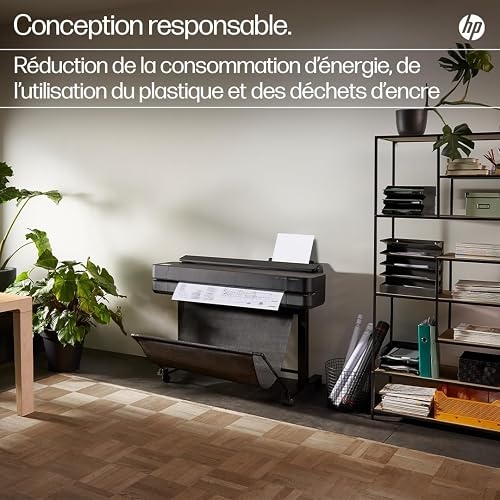 HP DesignJet T650 24, 61cm, Imprimante Grand Format, Traceur, Standard A4-A1, 81 Impressions A1/h, Wi-FI, Ethernet, USB, 2400x1200dpi, Métal recyclé, Version 2025, Garantie 2 Ans, Click, Noir - 5