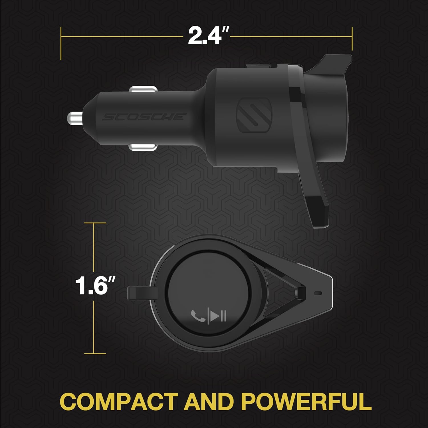 Scosche BTFMPD3SR FM Bluetooth Radio Transmitter for Car, Hands-Free Kit with Dual USB Charging Ports, 12W USB-A + 20W Fast Type-C Car Charger, Wireless Adapter for Calls, Siri and Google Assistant