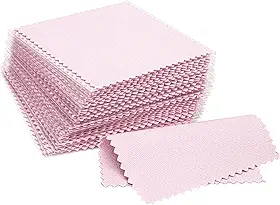 CATIFLIN 100 peças de pano de limpeza de joias, pano de polimento de prata embrulhado individualmente, pano de polimento de joias pequenas para prata esterlina, ouro, platina e mais (rosa, 8 cm x 8 cm