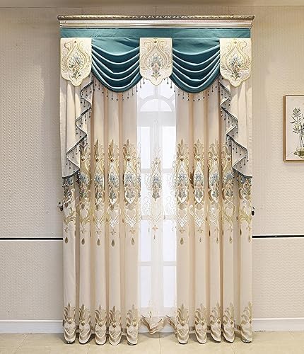 Miniatura 6 de pureaqu Cenefa de chenilla estilo europeo para dormitorio, sala de estar, cenefa de lujo para ventana de cocina con cuentas personalizadas, bolsillo