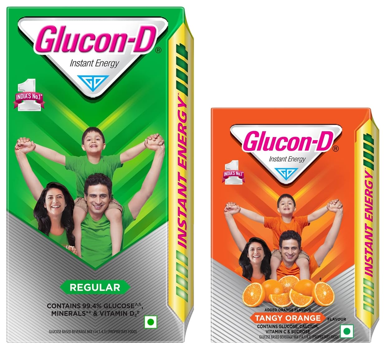 Glucon-D Instant Energy, Regular Pack - 1 kg & Glucon-D Instant Energy Health Drink Tangy Orange - 200gm Refill