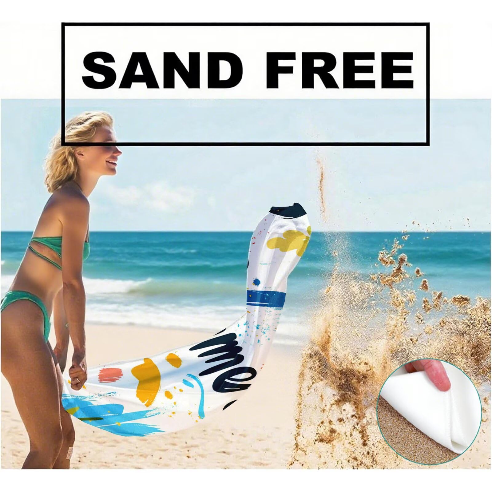 Serviette de Plage XXL 90x200,Couleur Serviette Plage Microfibre avec Séchage Rapide, Anti-Sable, Absorbante Fonction Design pour Vacances Piscine Pique-Nique Voyages Yoga, Cadeau Femme 2 Pack Q-709