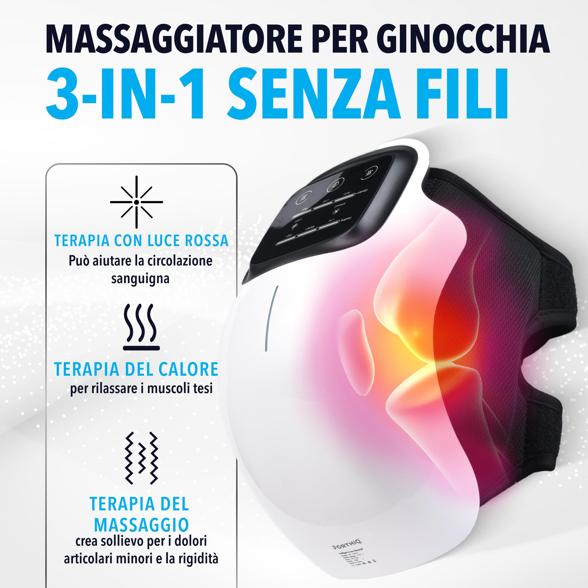 FORTHiQ Massaggiatore per Ginocchio Senza Fili, sollievo da dolore articolare, tecnologia laser infrarossi, vibrazioni terapeutiche per artrite, gonfiore, legamenti stirati e lesioni