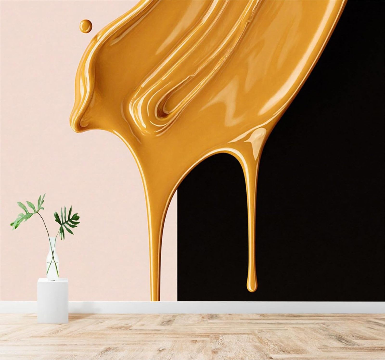 Abstracto Negro Amarillo Líquido Que Fluye Arte Papel Pintado 3D Seda Texturizada Primera Calidad Neutros Material Ideal Para SalóN Dormitorio-200cm×140cm
