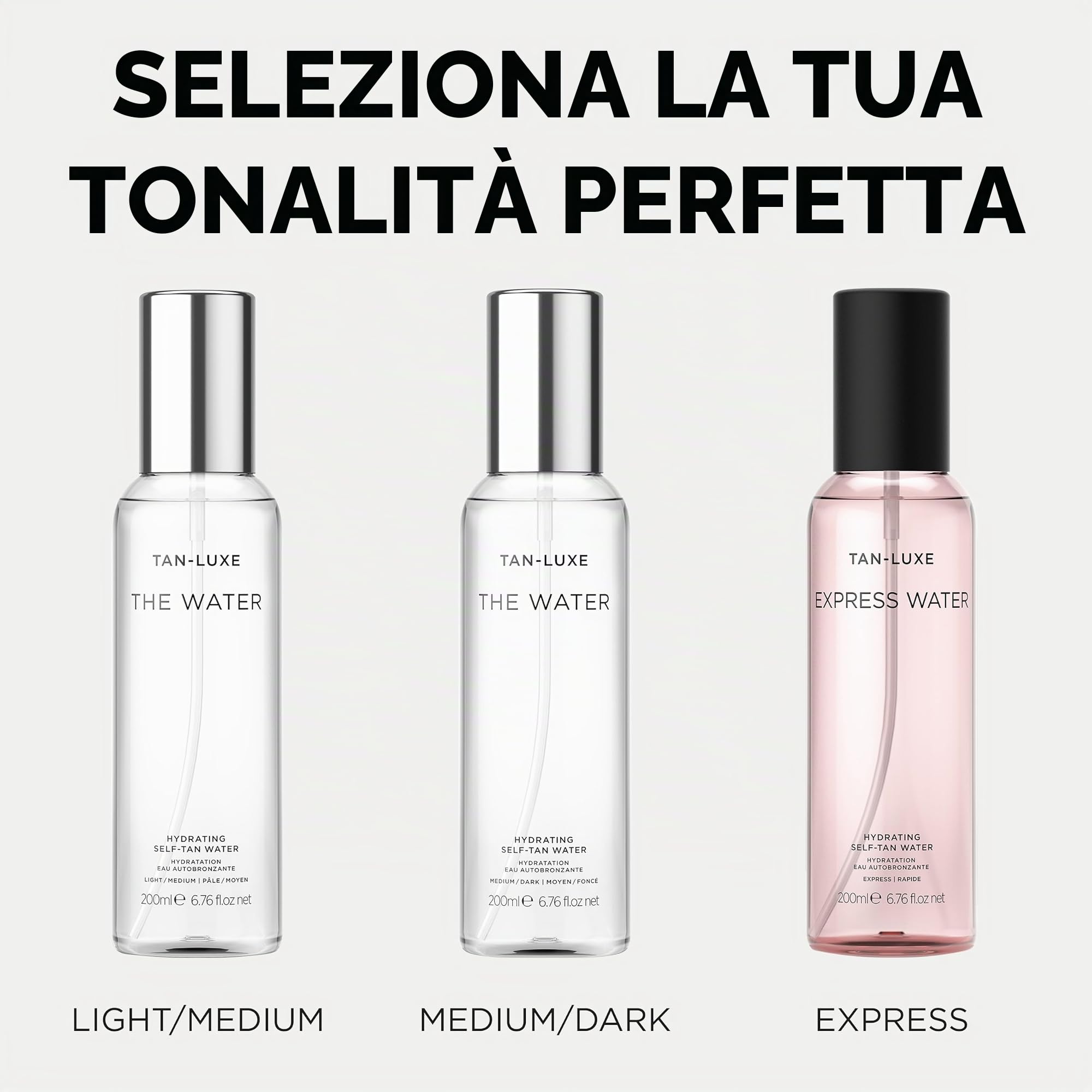 Tan Luxe THE WATER Acqua autoabbronzante, scura (200 ml) Acqua autoabbronzante, cruelty free e vegana