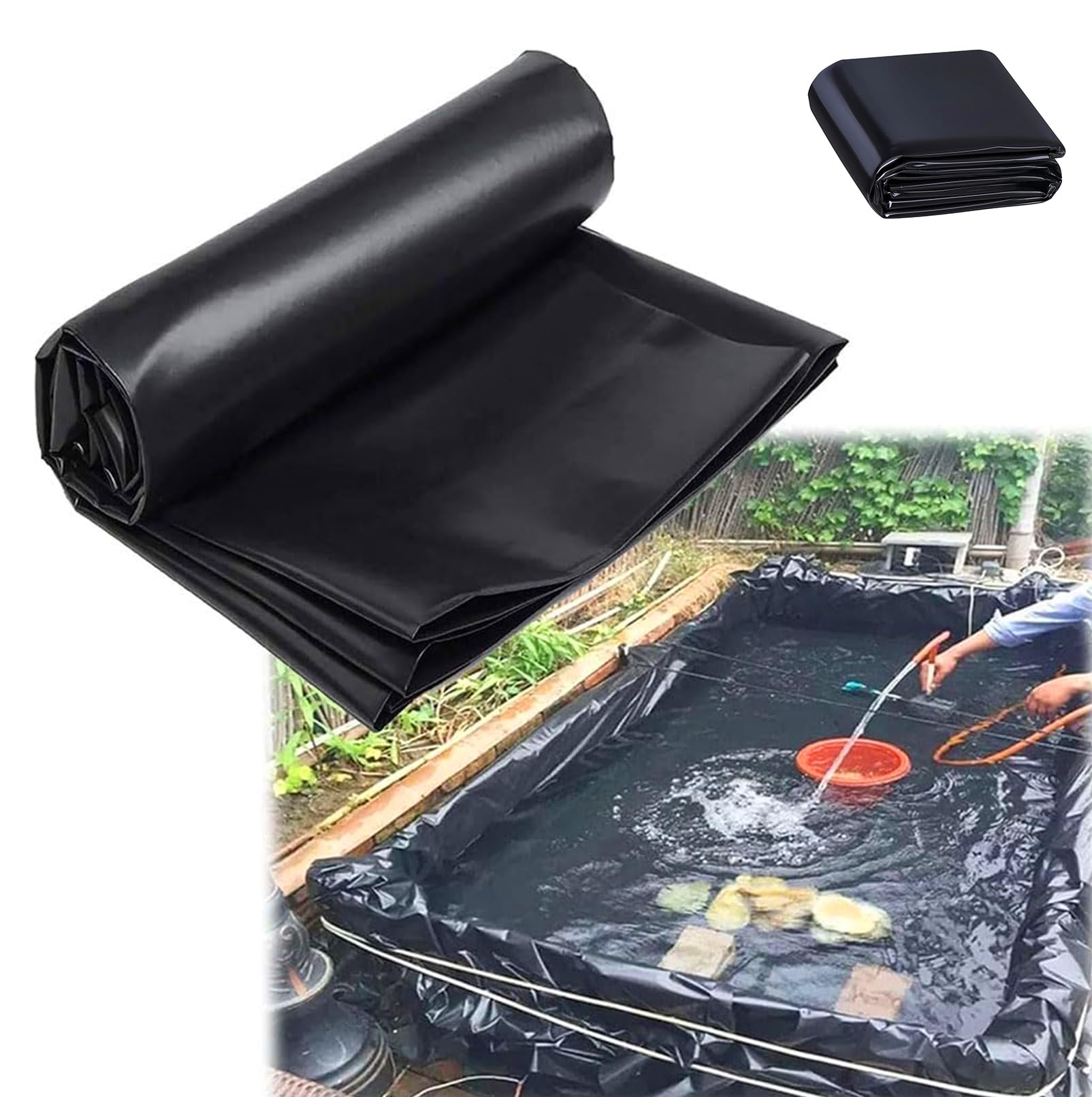 Membrana impermeabile in HDPE resistente, 1 x 1 m, pellicola sigillante rinforzata 20S per laghetti da giardino, fontane e piante acquatiche