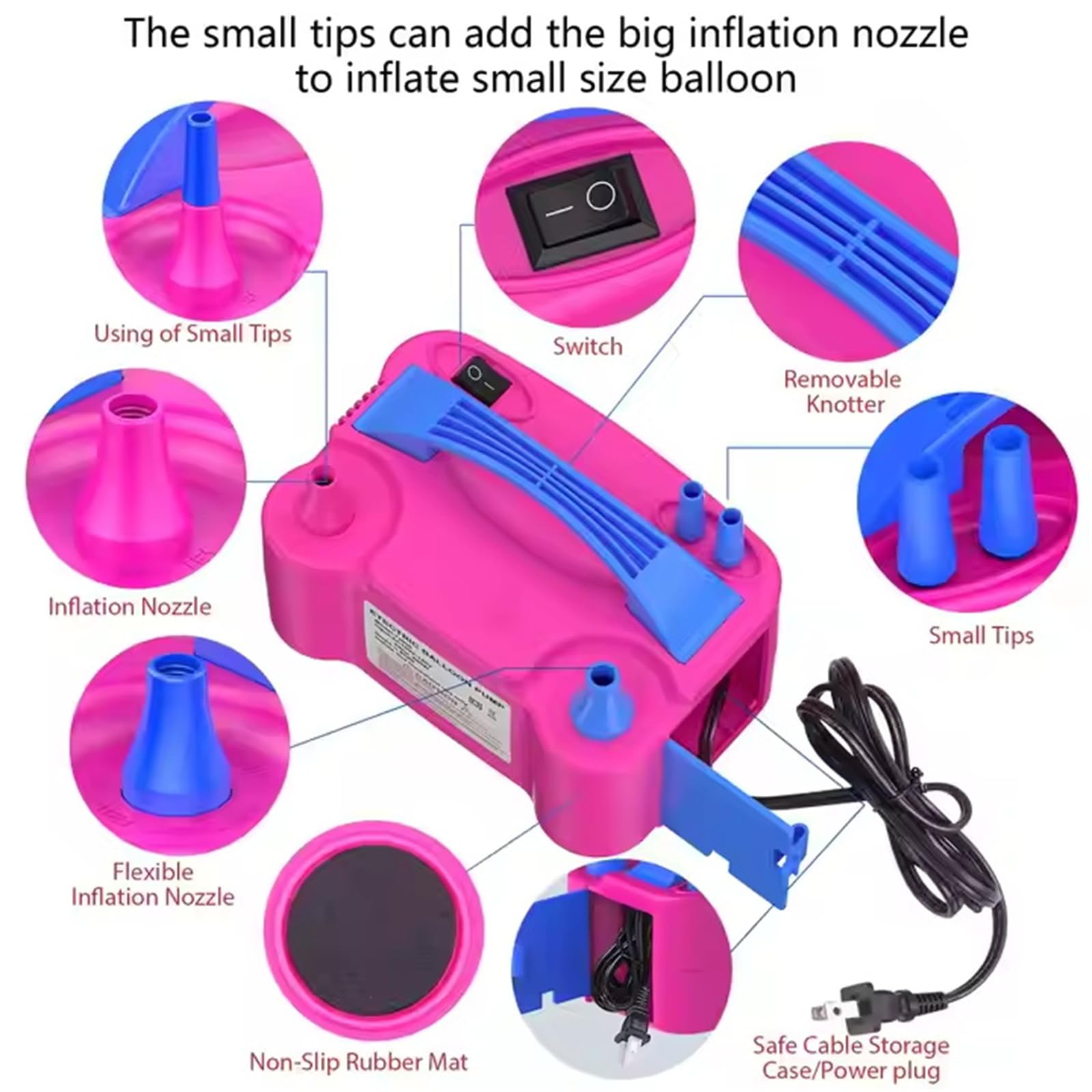 Party Blowers Portable Balloon Pump Air Blower - Multifunction Inflator ...