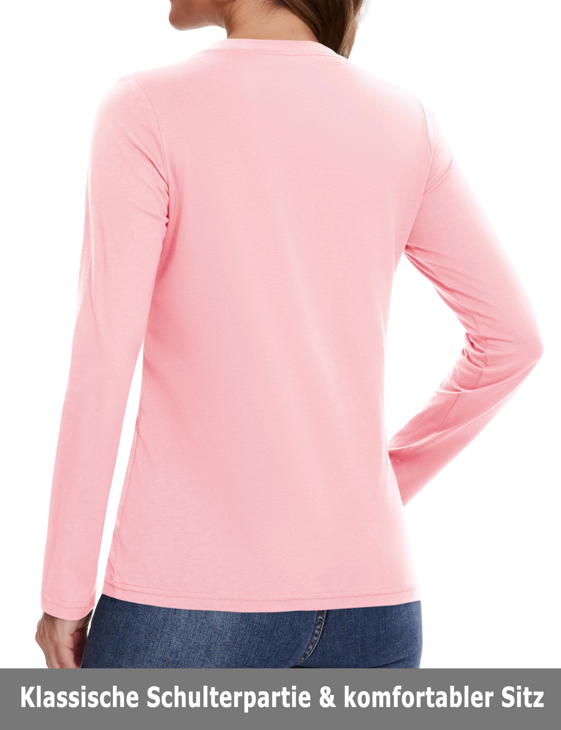 TACVASEN Langarmshirts für Damen T Shirt Baumwolle Langarm Yoga Shirt Rundhals Oberteile Tops Klassisch Unterziehshirt