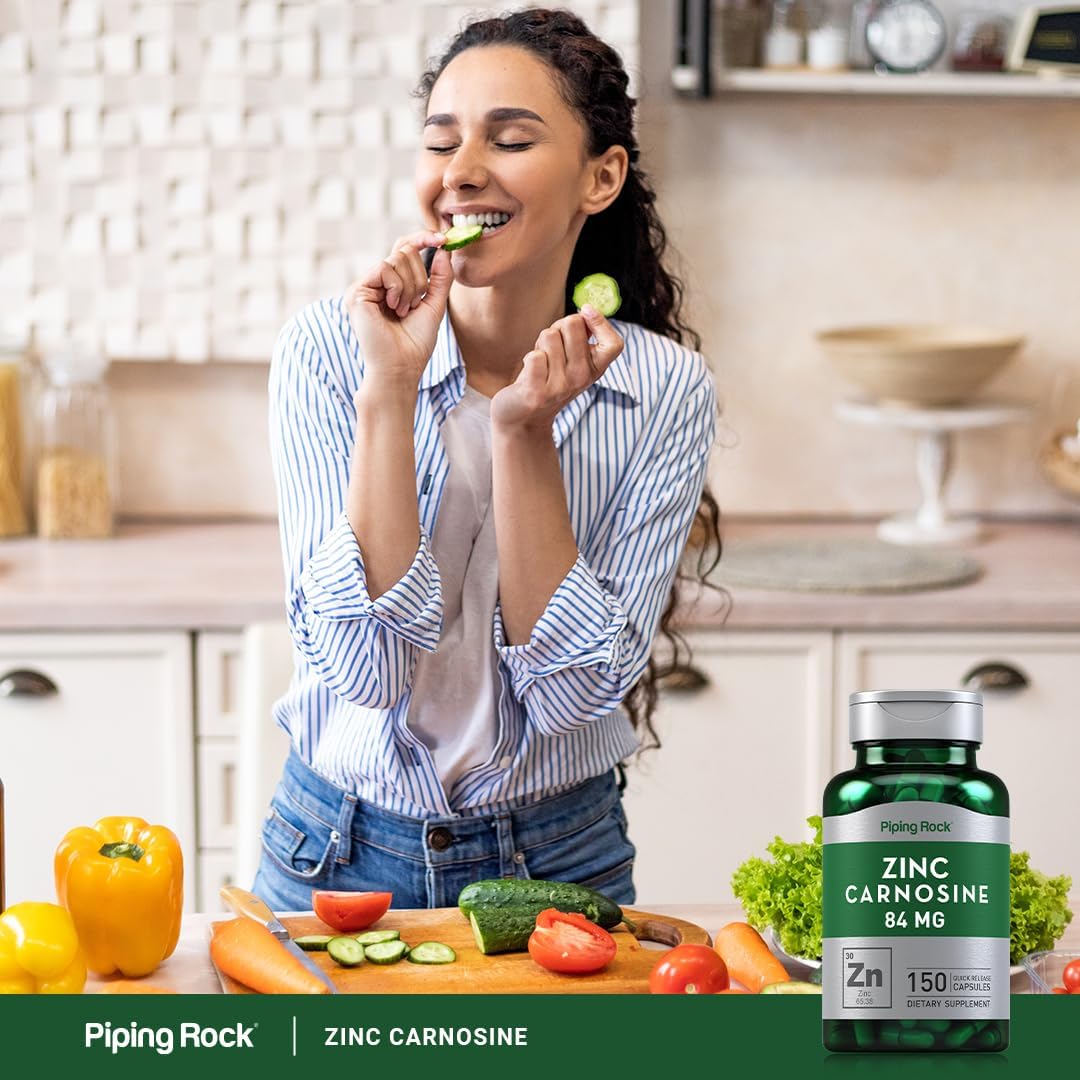 Piping Rock Zinc Carnosine Supplement | 84mg | 150 Capsules | Non-GMO, Gluten Free