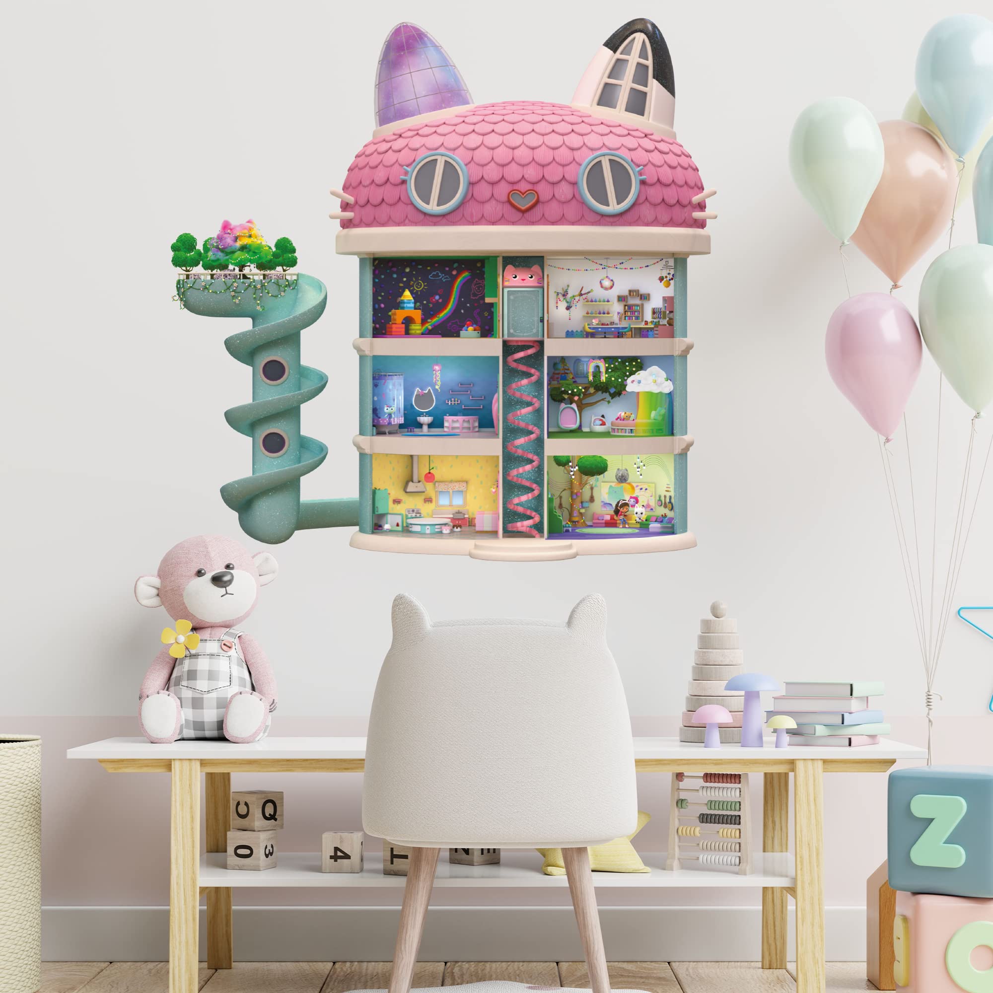 Themed Gabby's Dollhouse Wall Sticker - The Dollhouse Wall Art Kids Decal (90cm height x 90cm width)