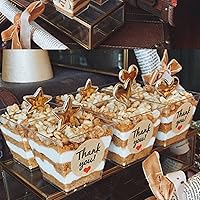 Vista 6 de Tosnail Paquete de 80 vasos cuadrados de plástico transparente para postres de 7 onzas con 100 cucharas