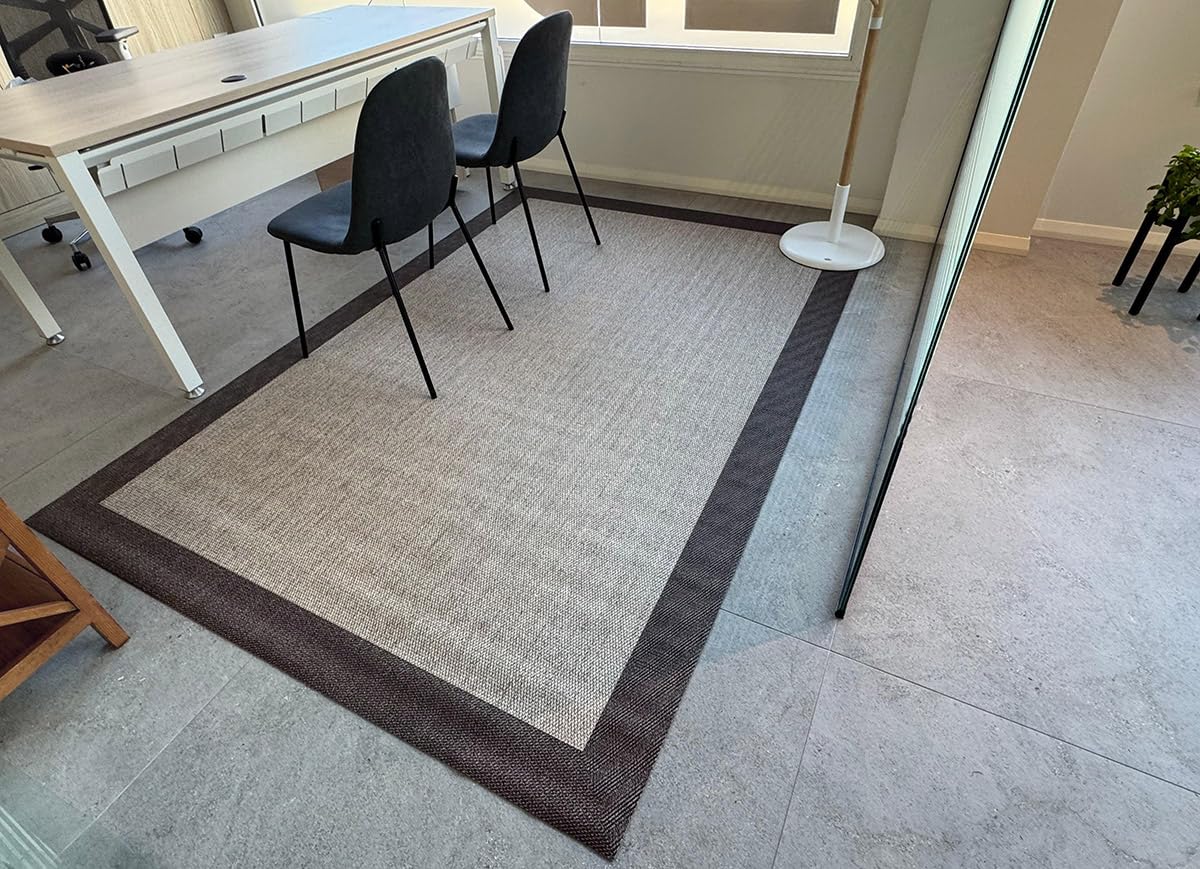 EB ESTORES BARATOS Alfombra de Vinilo Trenzado Screen Floor con Cenefa. Alfombra Antideslizante, Lavable, Apta en Interior y Exterior 3 mm Grosor y Diferentes Acabados, Marrón, 120x180 cm