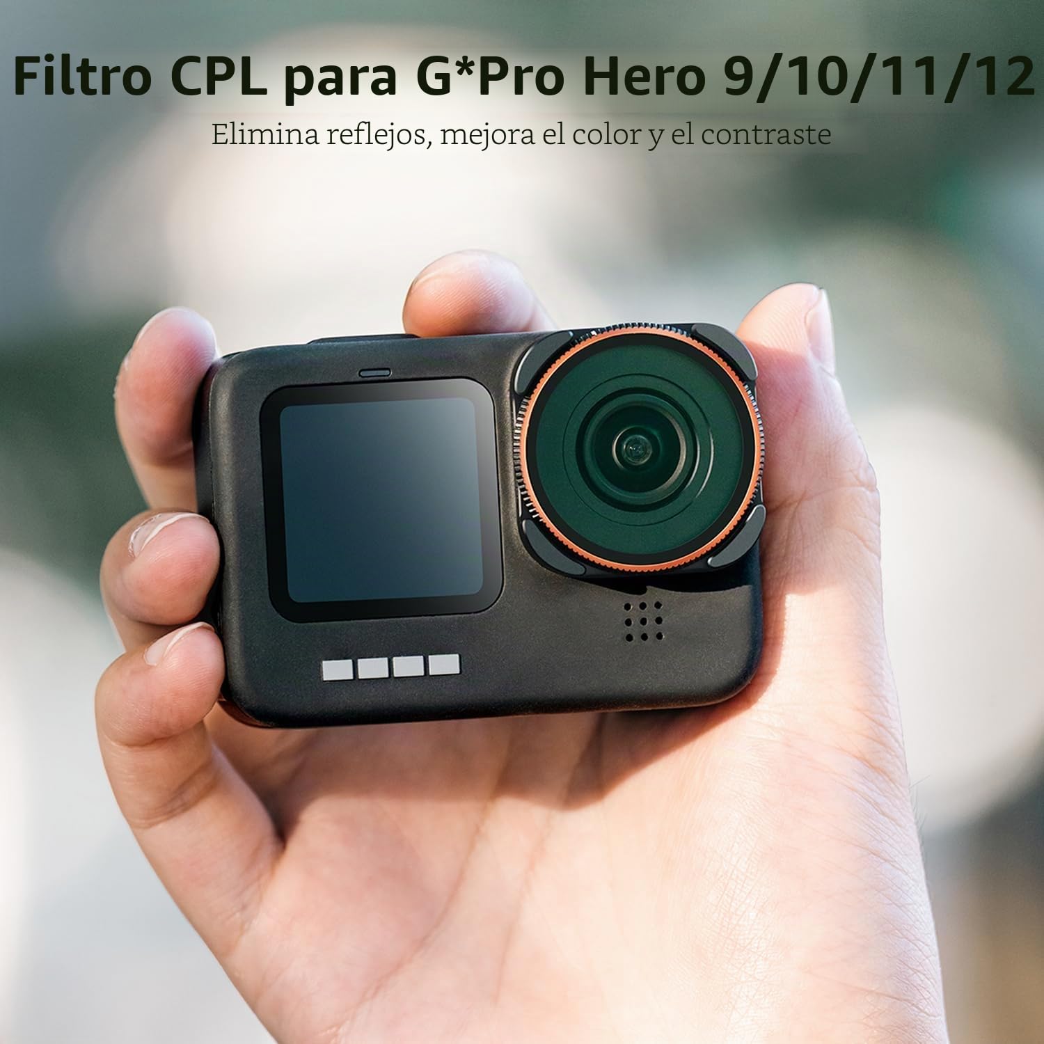 K&F Concept Filtro CPL Compatible con GoPro Hero 13 12 Hero 11 Hero 10 Hero 9 Black,Filtro Polarizador de Lente de Cámara para GoPro Hero 13/12/11/10/9 Black