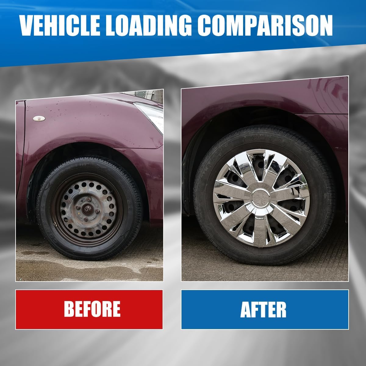 16 inch Hubcaps for Most Car - (Set of 4) R16 Wheel Covers 16in Hub Caps Rim Cover - Car Accessories for 16 inch Wheels - Snap On Hubcap, Auto Tire Replacement Exterior Cap, Chrome